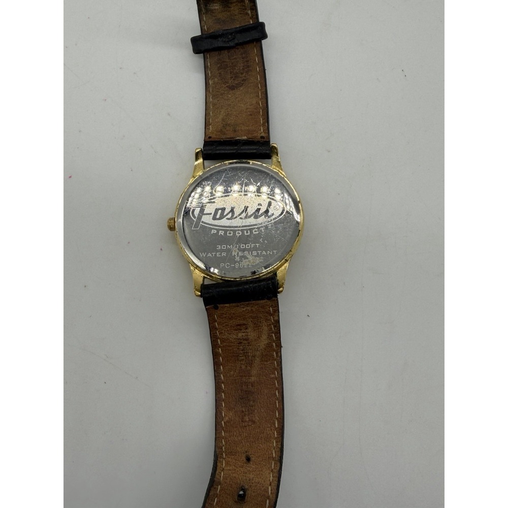 VTG‎ Fossil Women's Faceted Crystal Prism Watch Gold Tone Roman Numerals Black - Picture 5 of 7